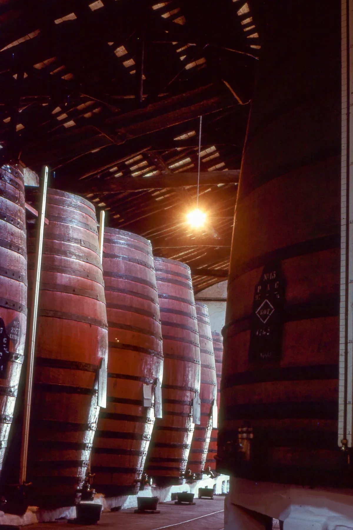 Large oak vats in the Ferreira cellars in Vila Nova de Gaia, photographed in 1967, a cellar near the Porto wine cellar tours