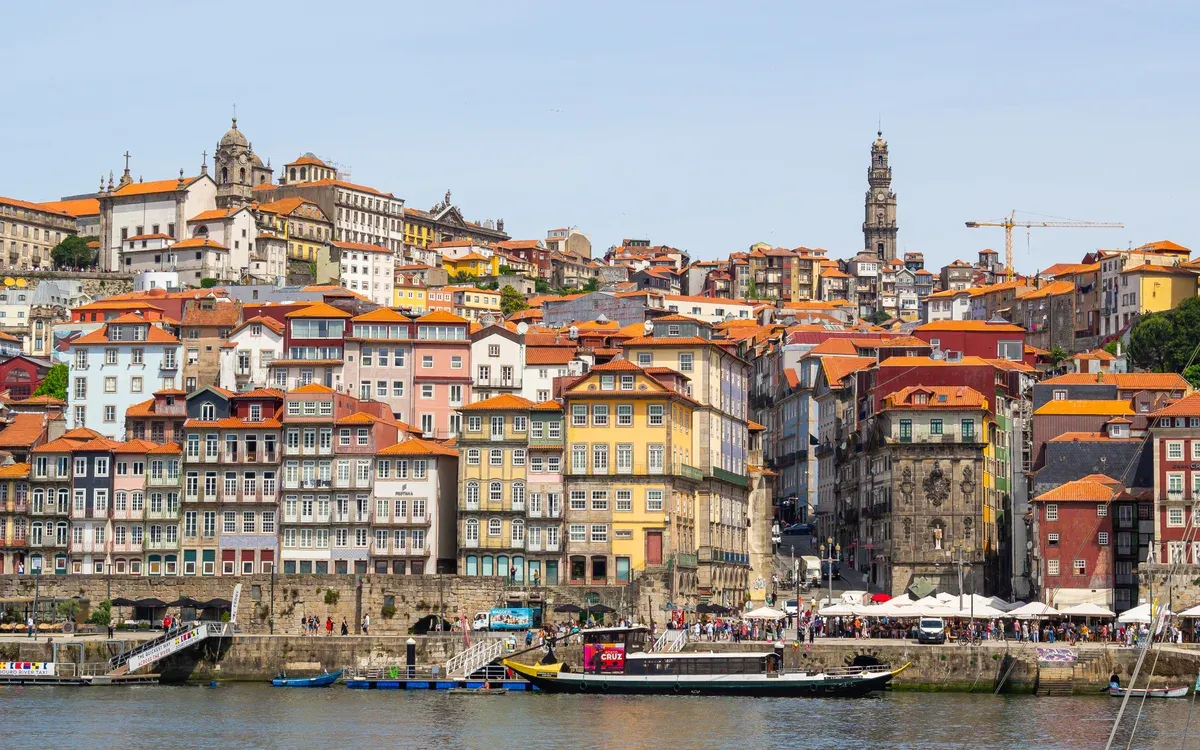 The Ribeira and Porto old town seen from the Gaia bank, seen on a port wine cellar tour in Vila Nova de Gaia