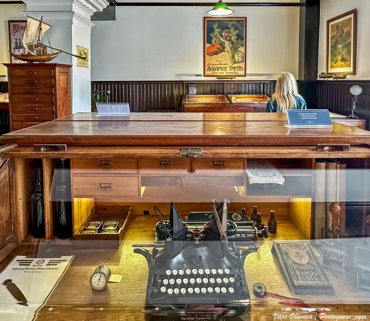 The historic office kept at the Ramos Pinto visitor centre, seen on a port wine cellar tour in Vila Nova de Gaia